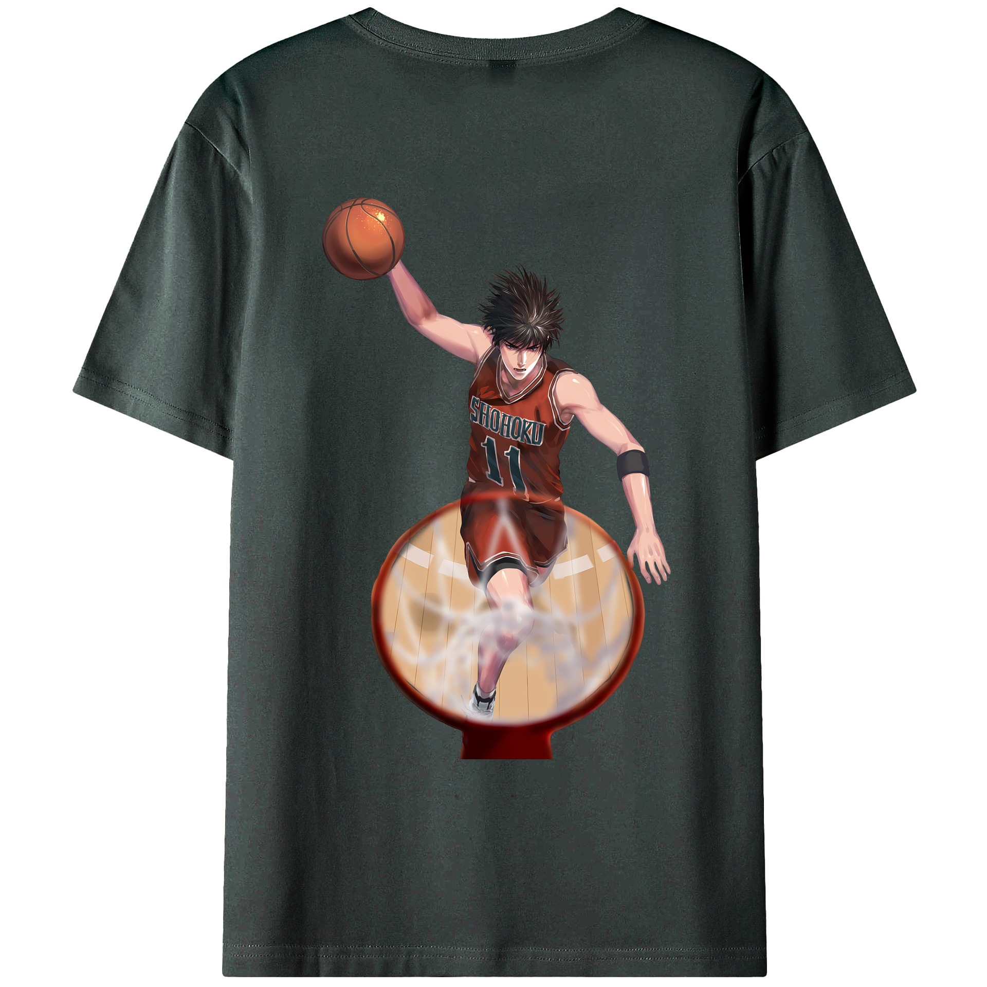 （画像用） SLAM DUNK／スラムダンク 綿100％ メンズ半袖Tシャツ（バックプリント） 通気性